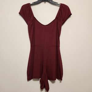 NWT Maroon Ribbed Shorts Romper